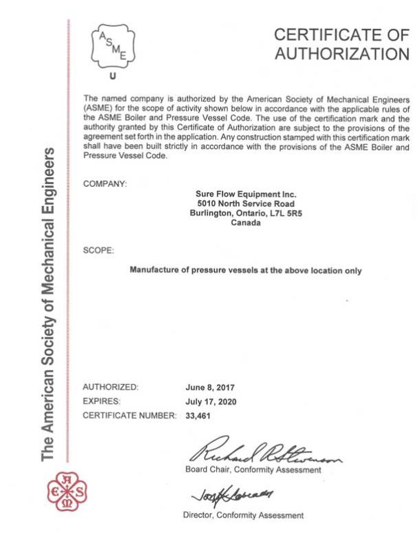 ASME U Code Stamp | Sure Flow Equipment Inc.