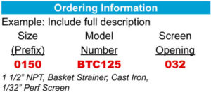 BTC125 ordering info box