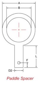 Paddle Spacer schematic for Dimensions